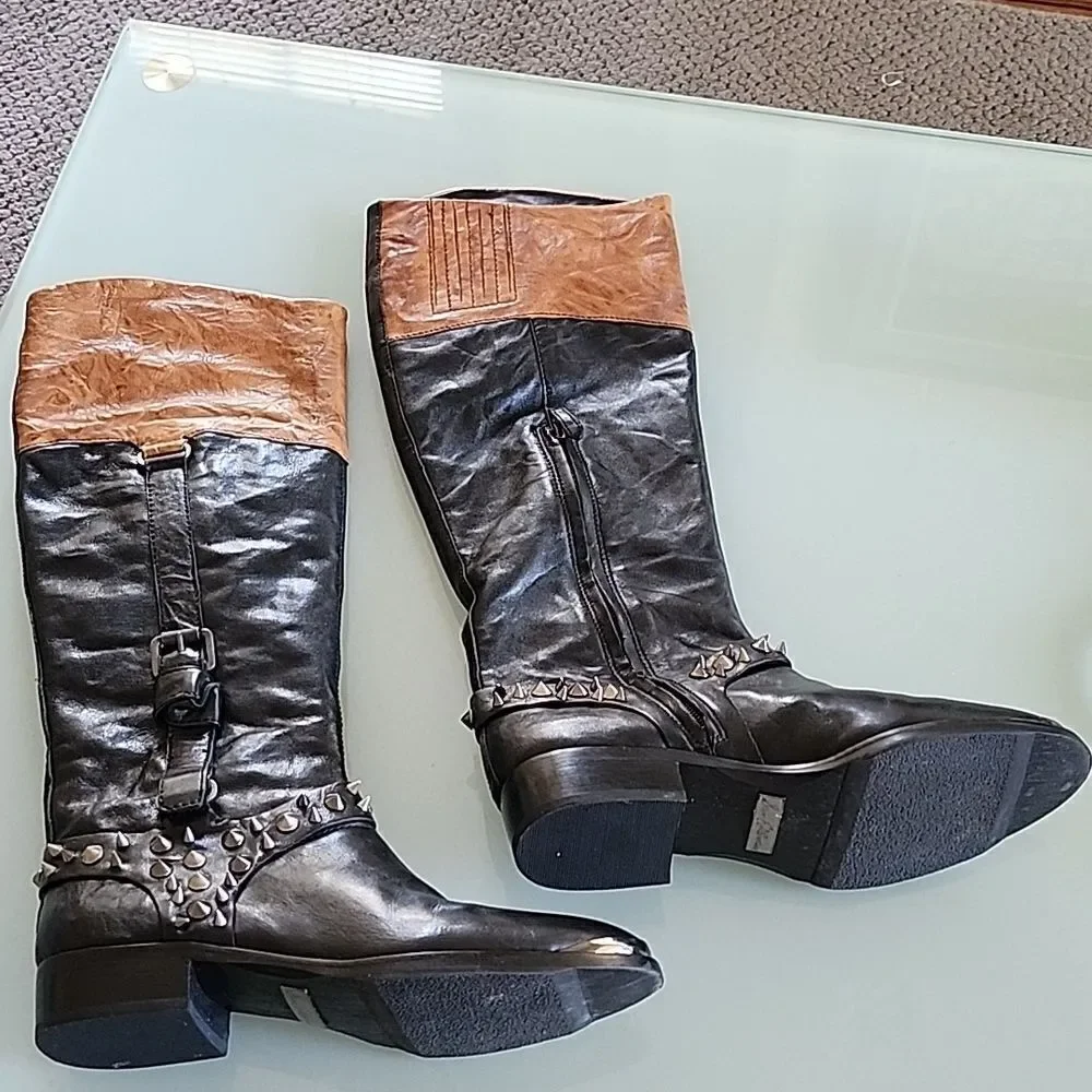Sam Edelman Leather Park Harness Riding Boots Size 7.5 Like New